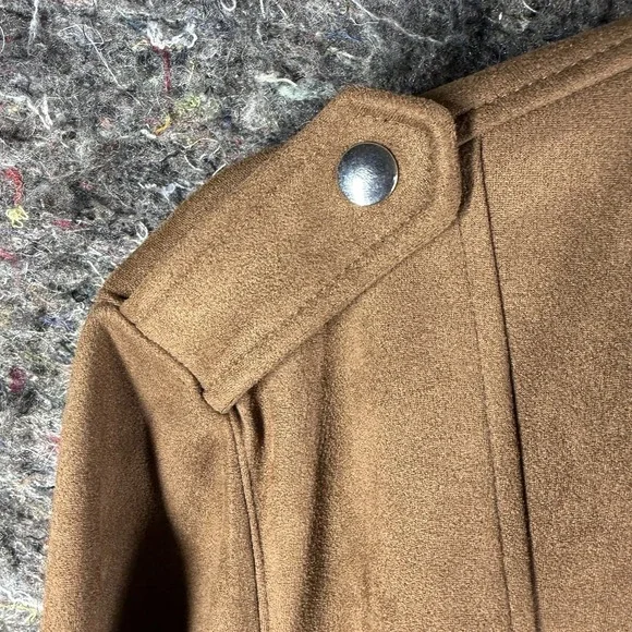 LC Lauren Conrad Moto Jacket Women 1X Brown Faux Suede Asymmetrical Zip - Picture 4 of 14